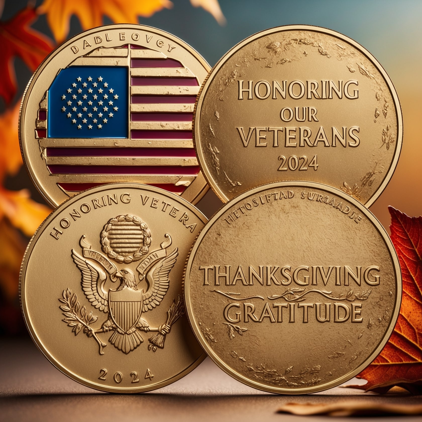 Thanksgiving-themed challenge coins